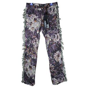 NWT Politics Donovan 504 Purple Jacquard Woven Stacked with Fray Jeans Size 32